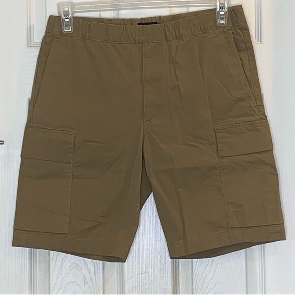 Theory Wilmar Drew Slub Poplin Shorts Size Small Cargo Brown - Picture 1 of 9
